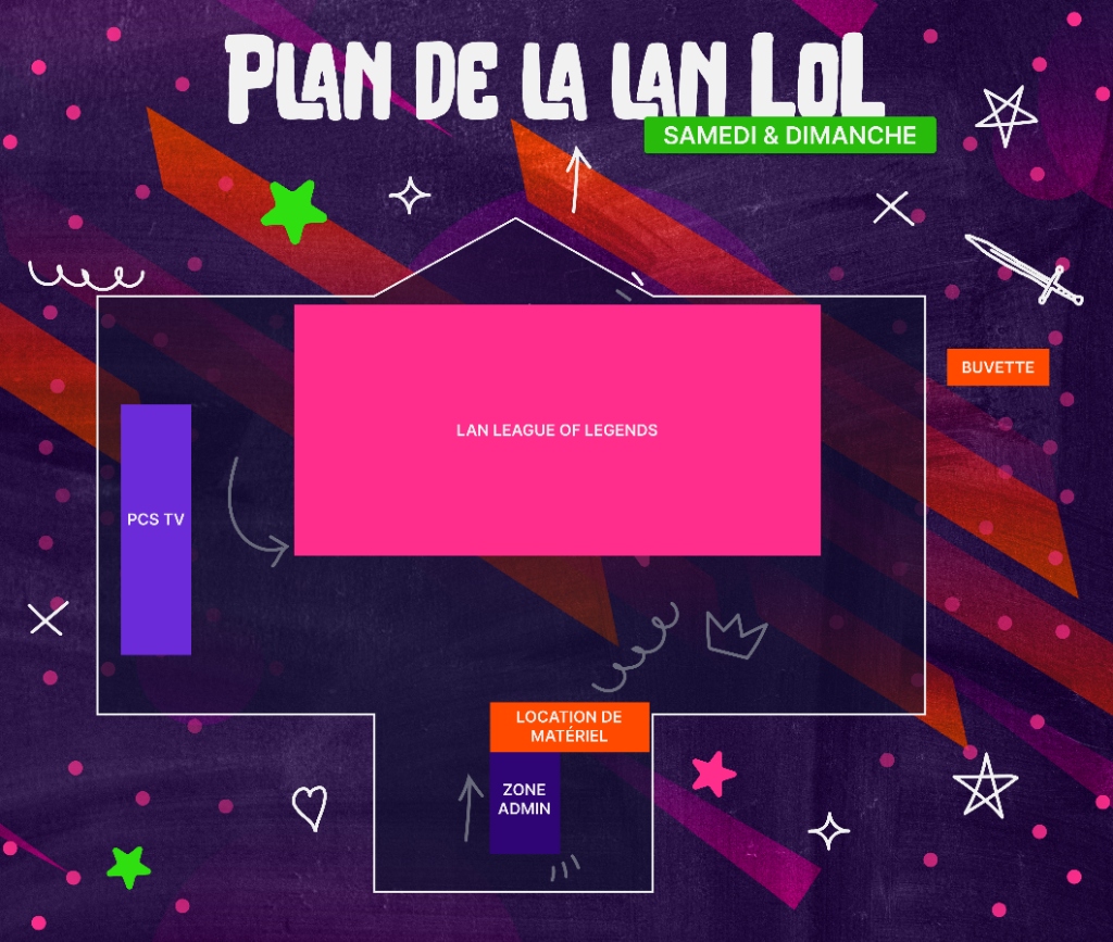 Plan de la zone LAN League of Legends